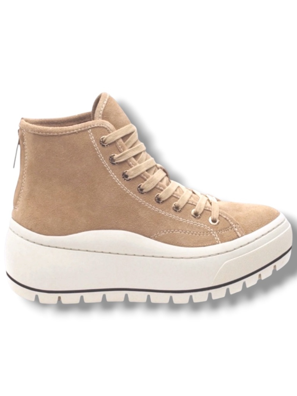 J/Slides Gracie Platform Suede Lace Up High Top Sneakers Sand Women’s Size 6